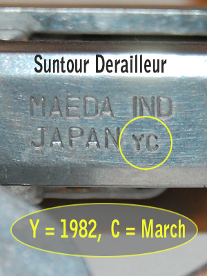 Suntour Derailleur Production Date Code